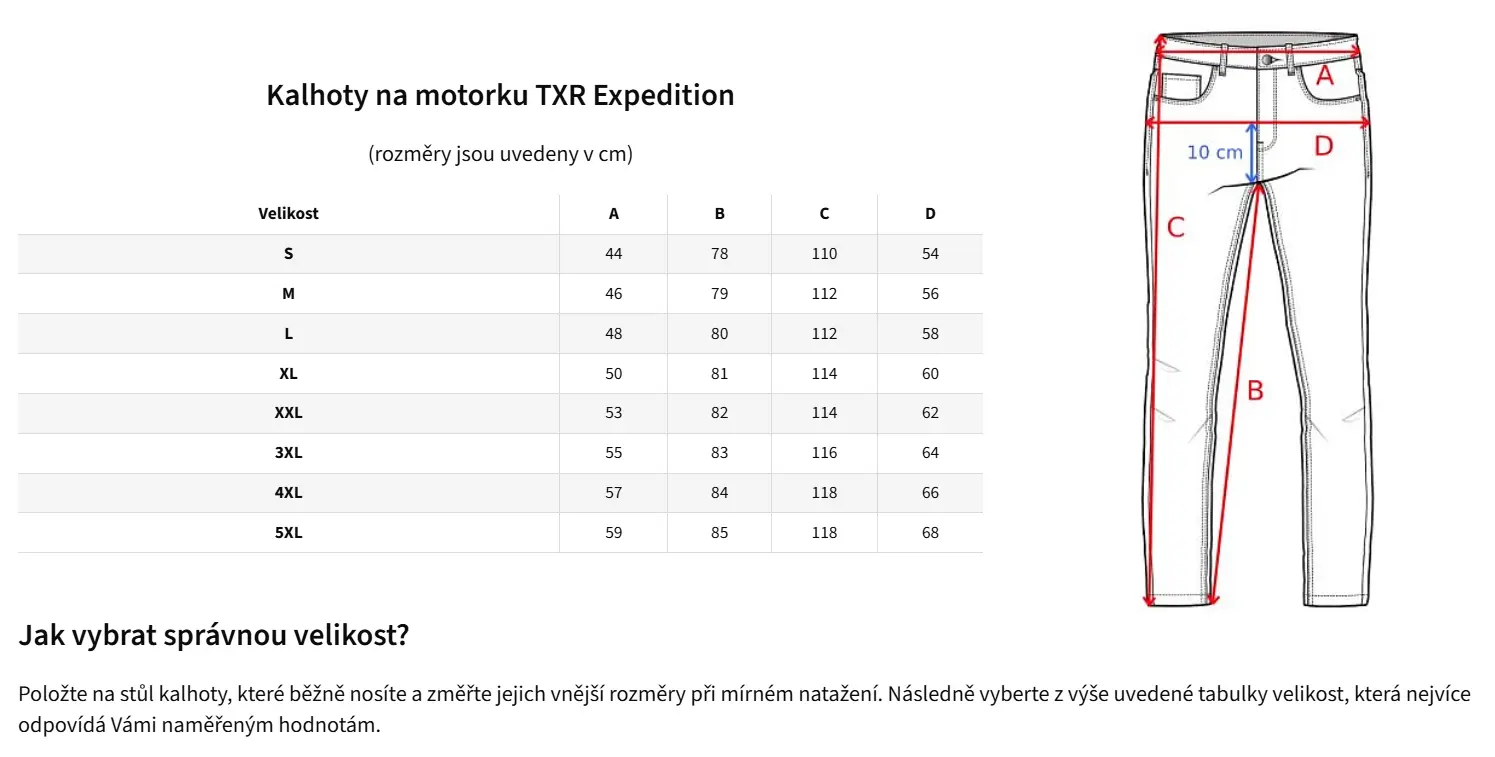 TXR Kalhoty na motorku Expedition černo-šedé 4XL